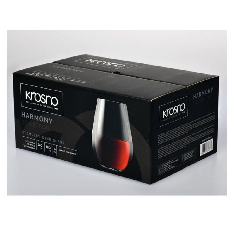 KROSNO Harmony Stemless Wine Glass 540ML 6pc kr0266-gb