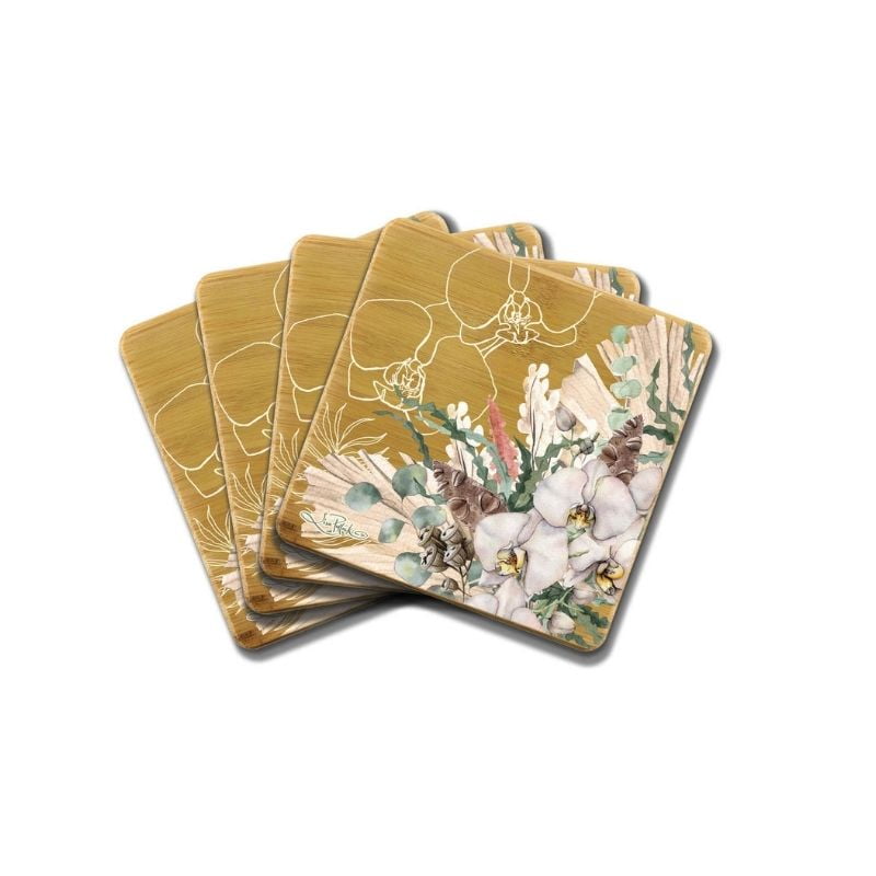 bamboo coaster set 4 vanilla dreams by lisa pollock