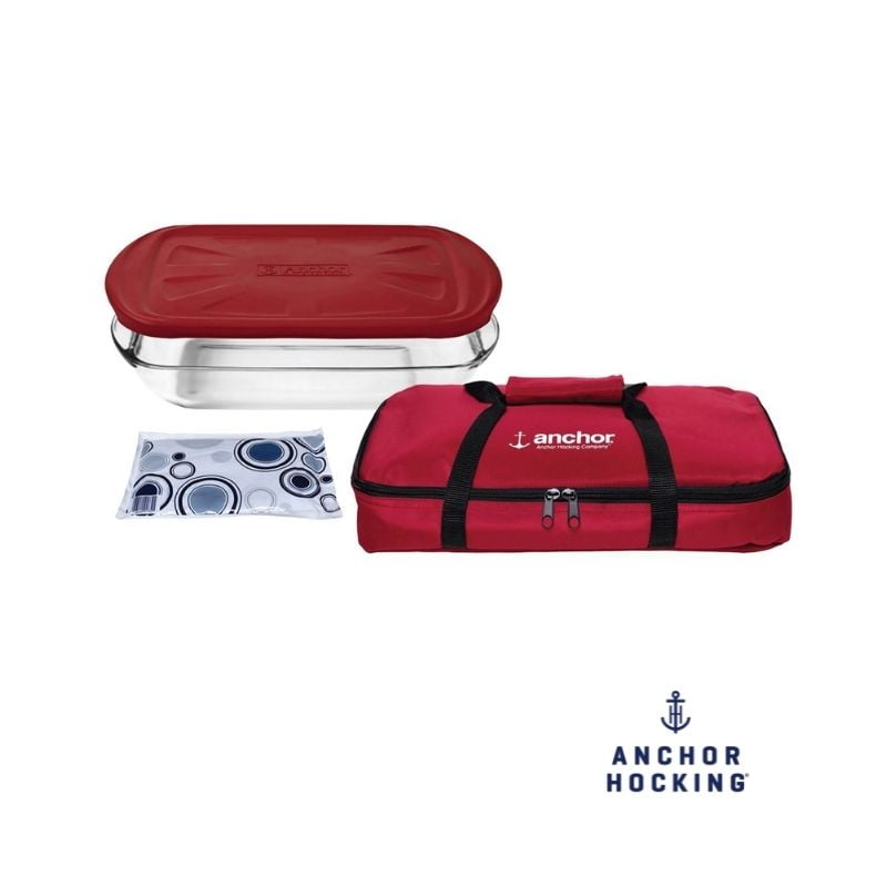 Anchor Hocking Bake N Take epce Hot Cold pack red