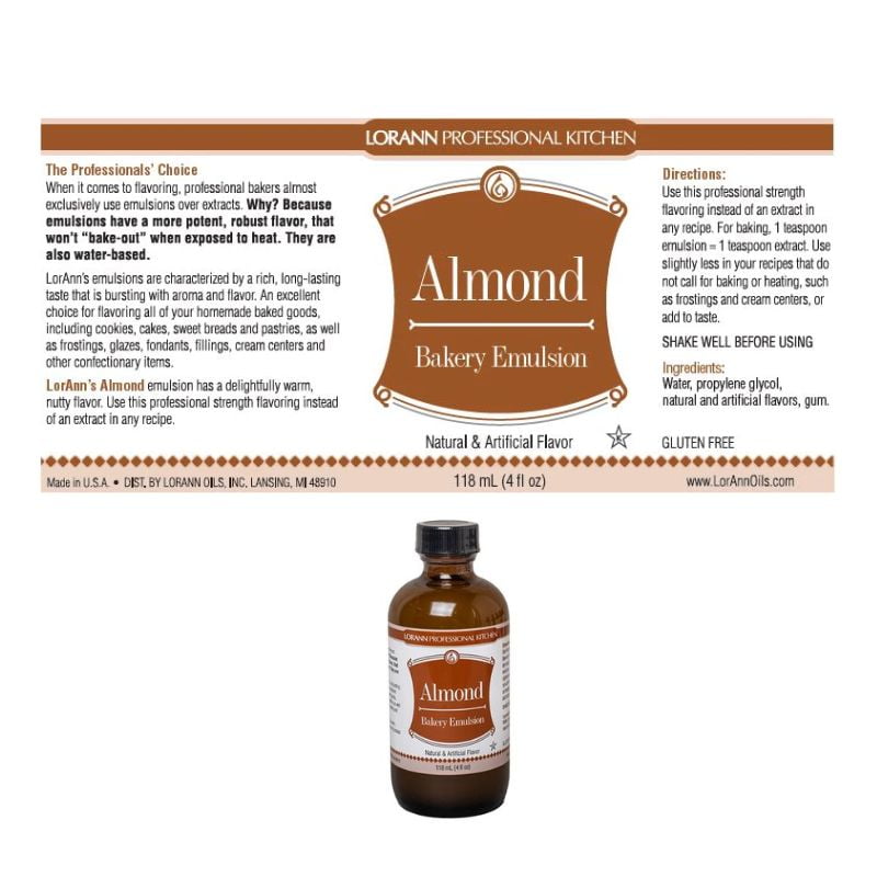 Lorann Oil Emulsion Flavour 118ml Almond info