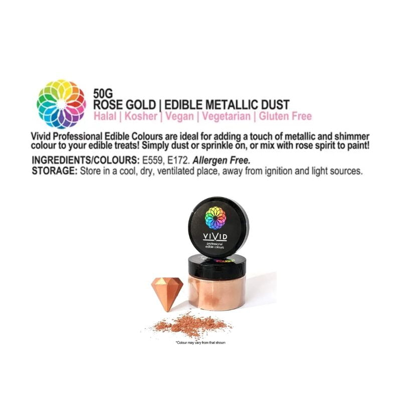 Vivid Metallic Dust 50g Rose Gold info