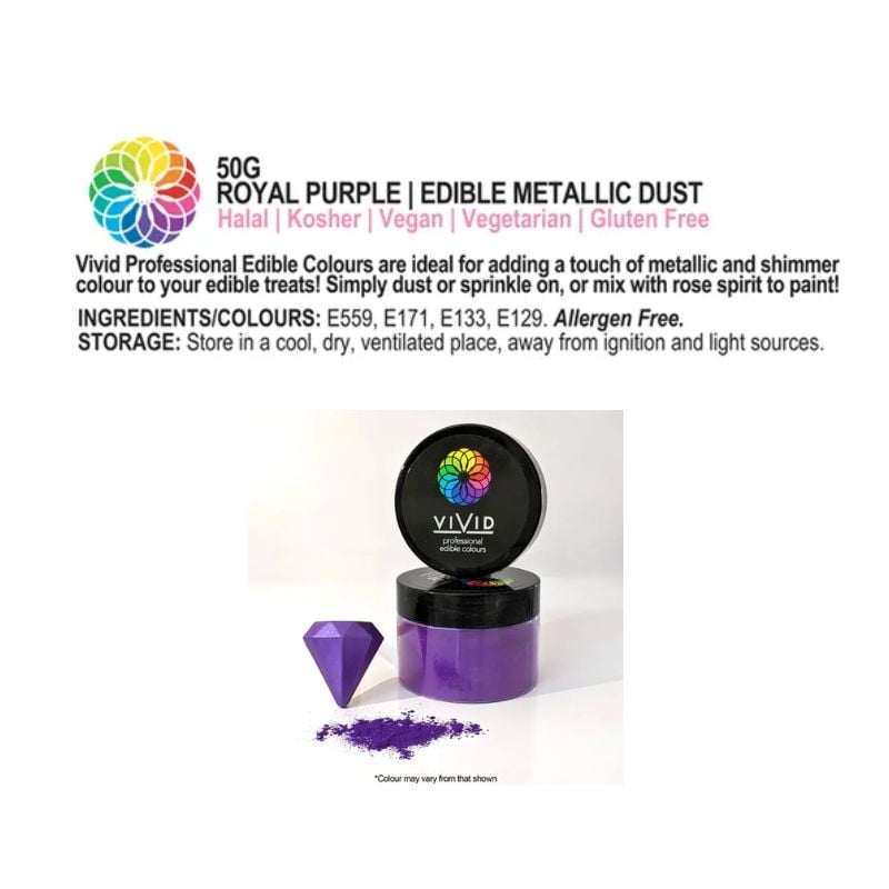Vivid Metallic Dust 50g Shimmer Royal Purple info