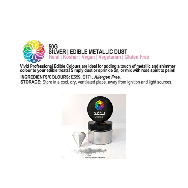 Vivid Metallic Dust 50g Silver info