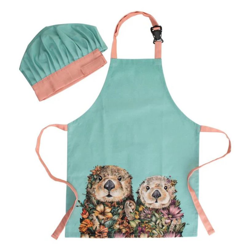 marini ferlazzo wild planet kid apron and hat sea otters
