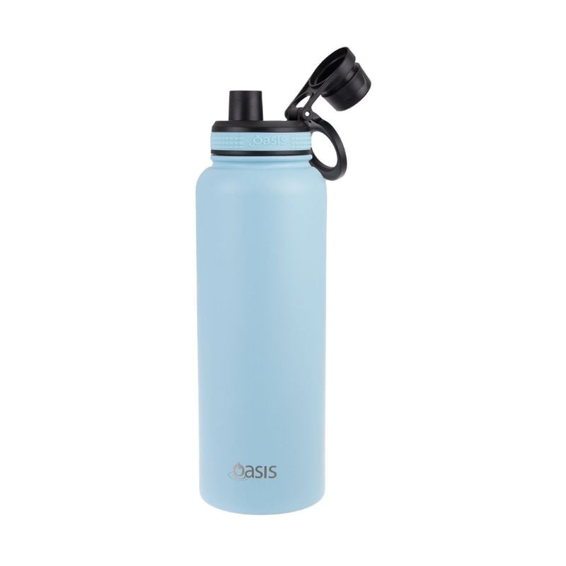 oasis sports water bottle challenger screw cap island blue open image