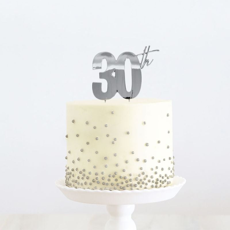 cake topper metal silver 30th