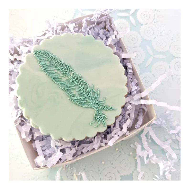 cookie stamp debosser feather