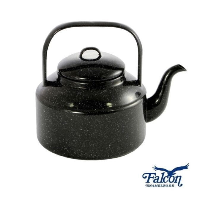 Falcon Stove Top Kettle Enamel 2L Black White Speckle Epicure Homewares