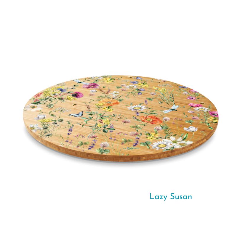 lisa pollock lazy susan board wildflowers