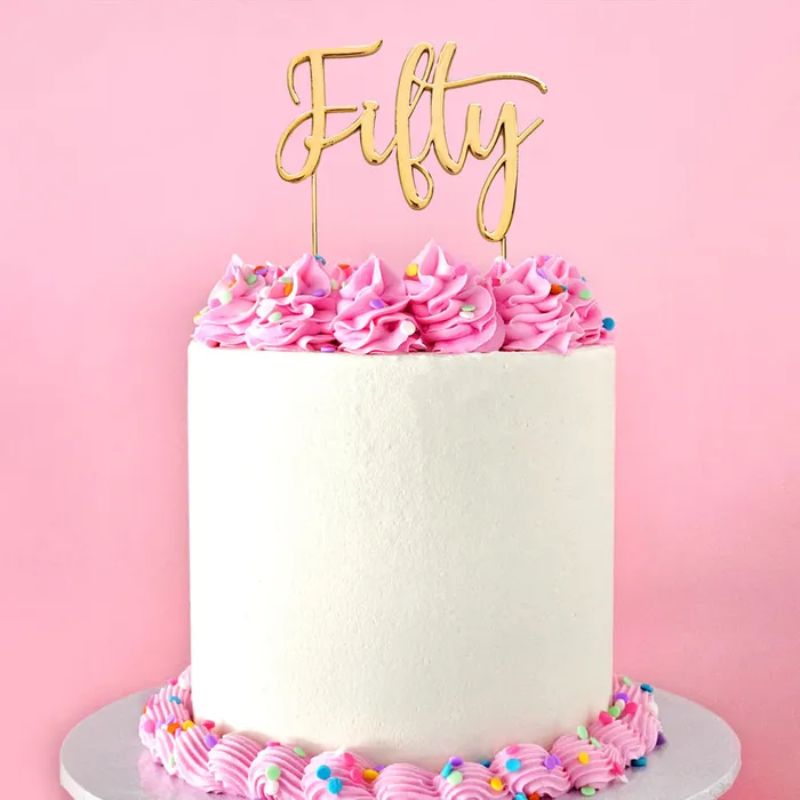 cake craft topper gold fifty