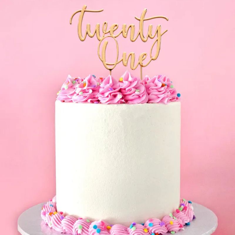cake craft topper metal twenty one gold