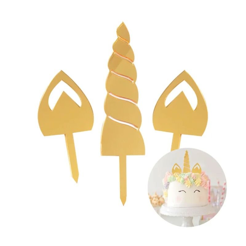 cake craft topper unicorn acrylic gold mirror