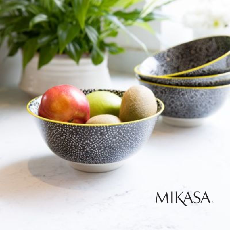Mikasa Does it All Bowl 15.7cm - Black Floral lifestyle image