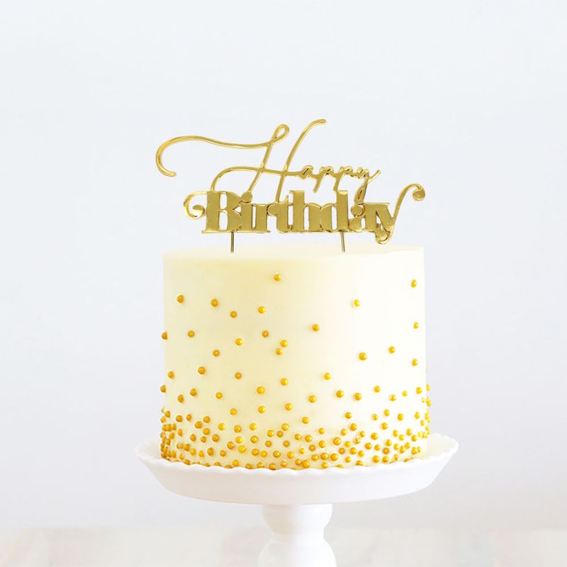 cake topper gold happy birthday