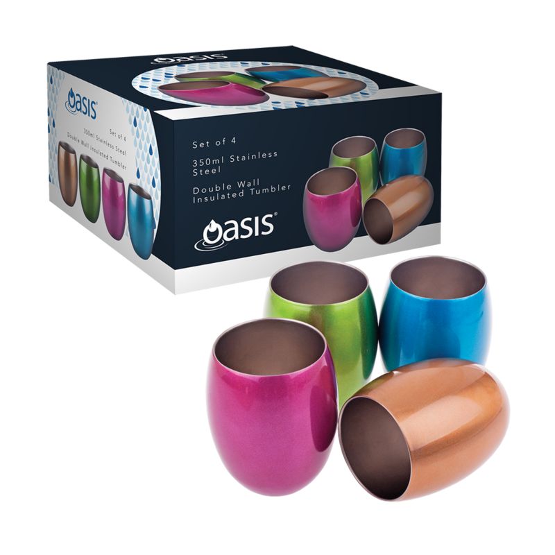 oasis tumbler set double wall set 4 multi coloured