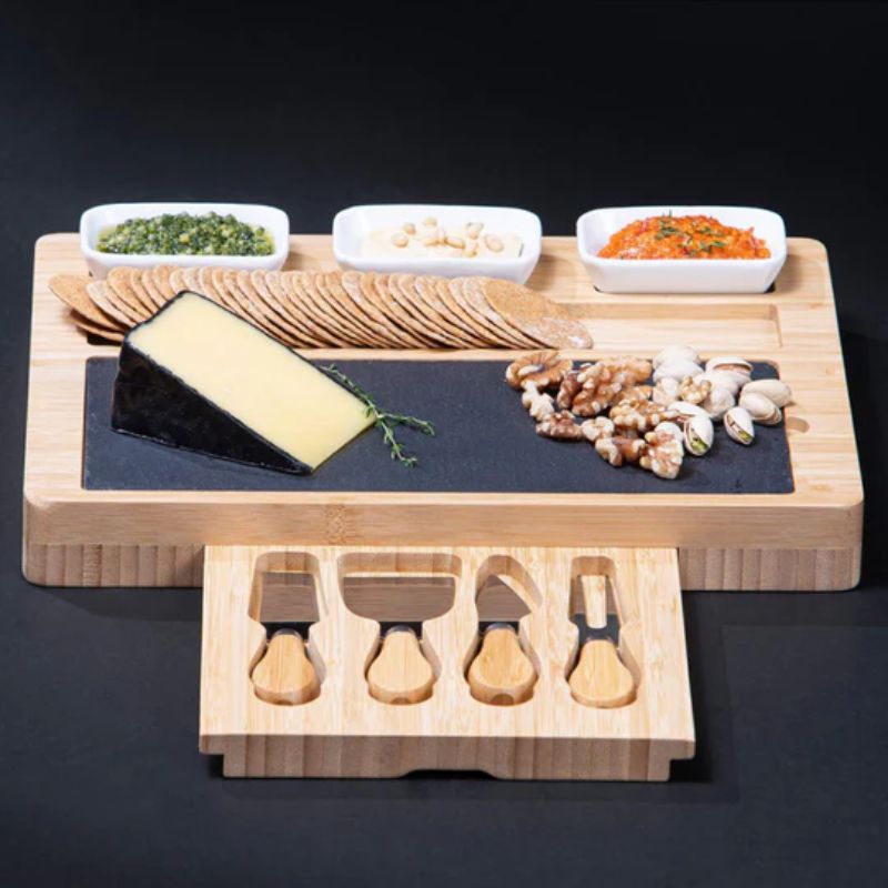 tempa fromagerie cheese board rectangle with slate lifestyle image