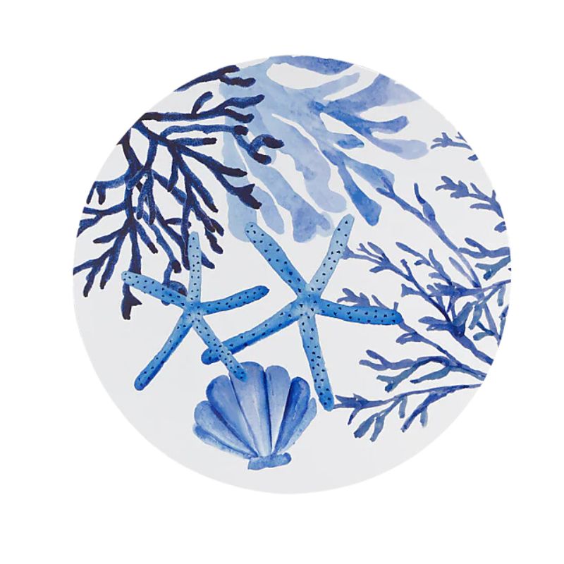 Blue Coral Round Cork Back Placemat Set of 4 image