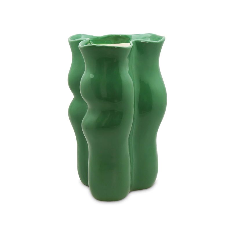 august wavy green vase