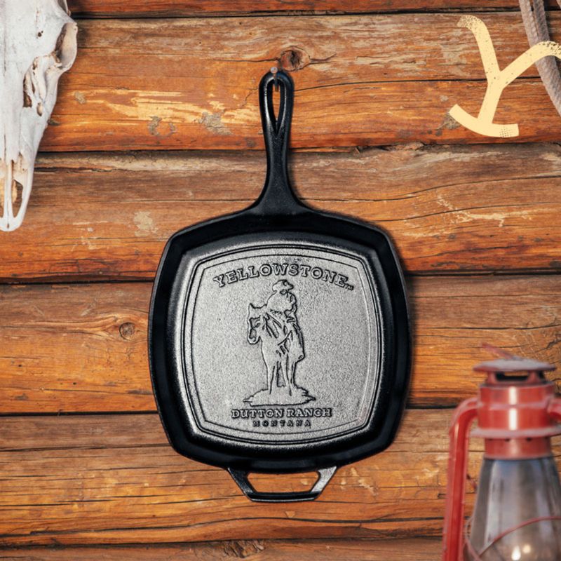 lodge cast iron square grill pan cowboy lifestyle image