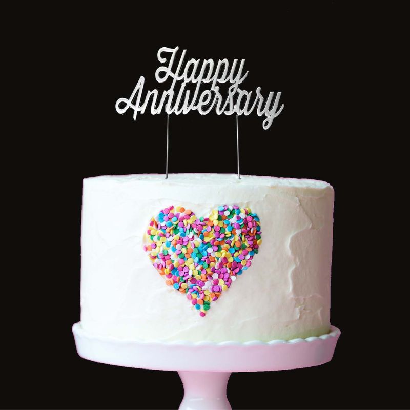 cake topper silver anninversary metal