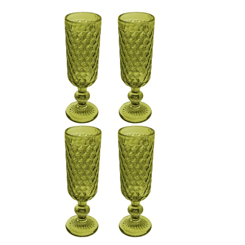 casa domani green caterina flute set 4