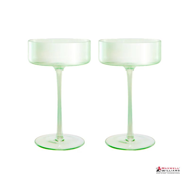 maxwell williams glamour coupe glass set 2 green