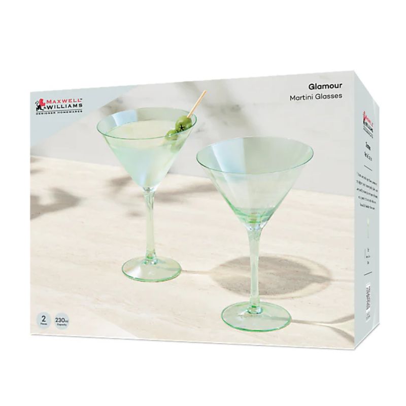 maxwell williams glamour glassware martini boxing green