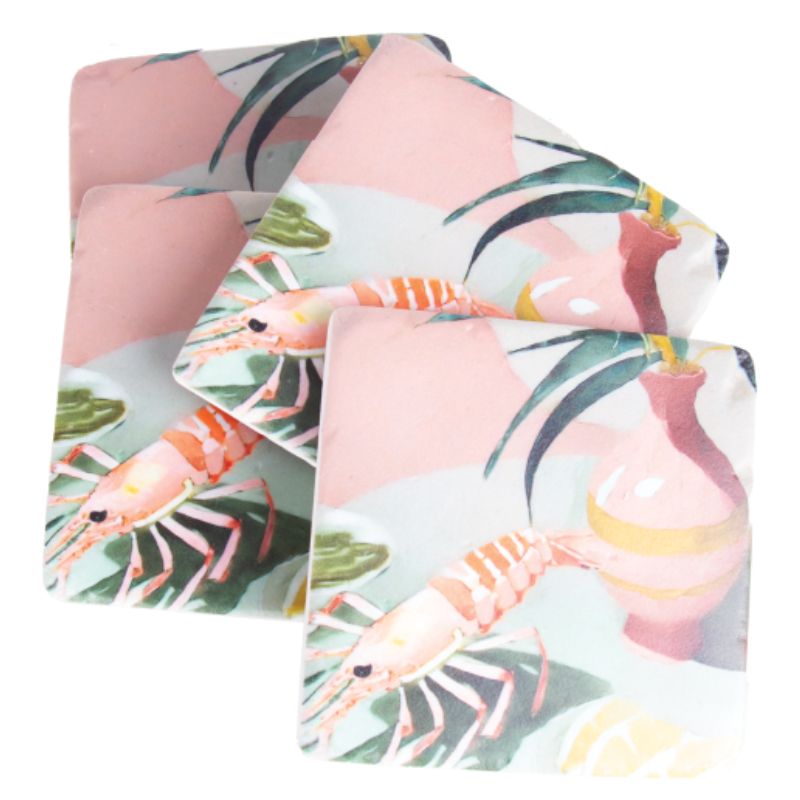 resin coaster set 4 prawn