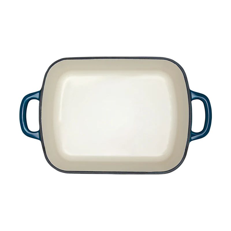 mw cast iron baking roasting blue inside view