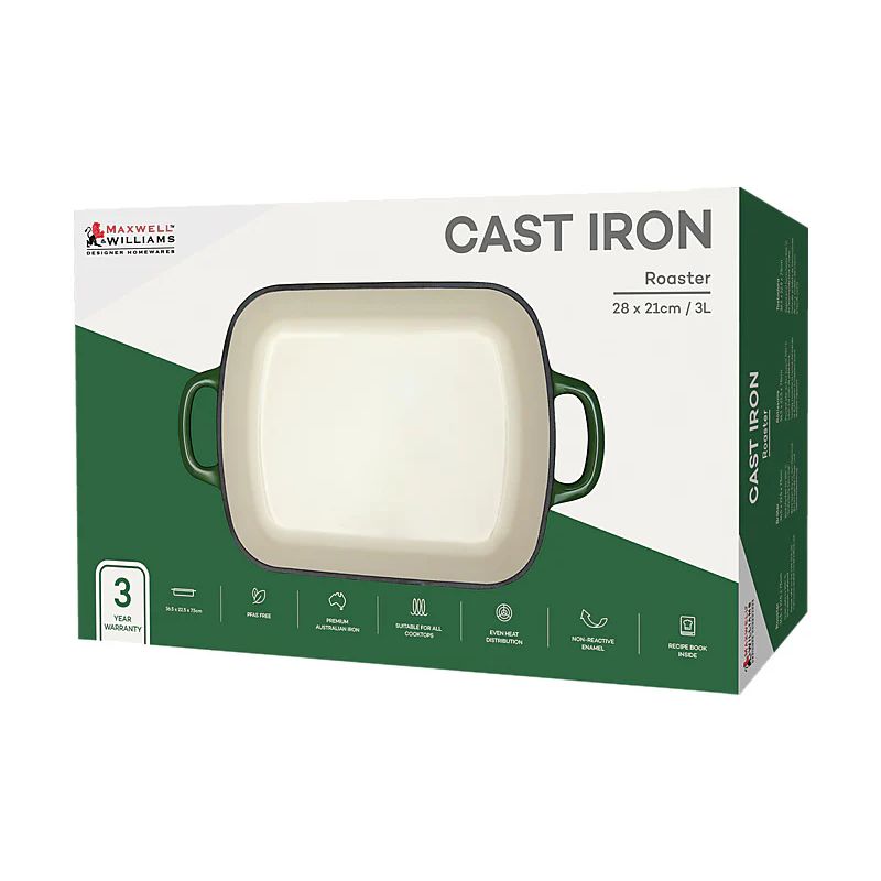 mw cast iron roaster baking boxing green