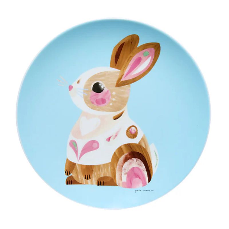 mw pete cromer barn friends bunny plate blue