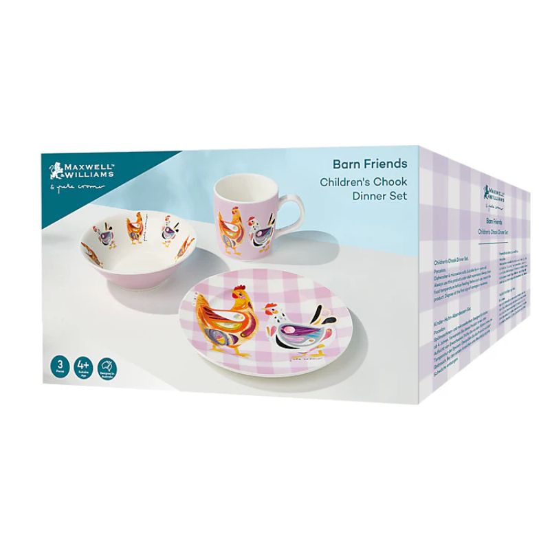 mw pete cromer childrens dinner set chook boxing