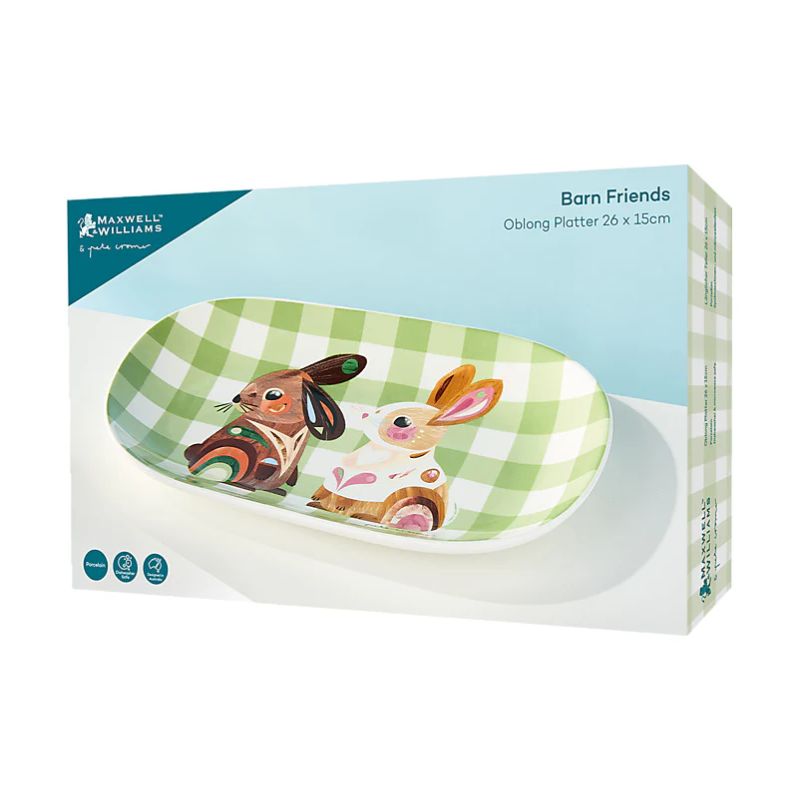 mw peter cromer barn friends oblong platter bunny boxing