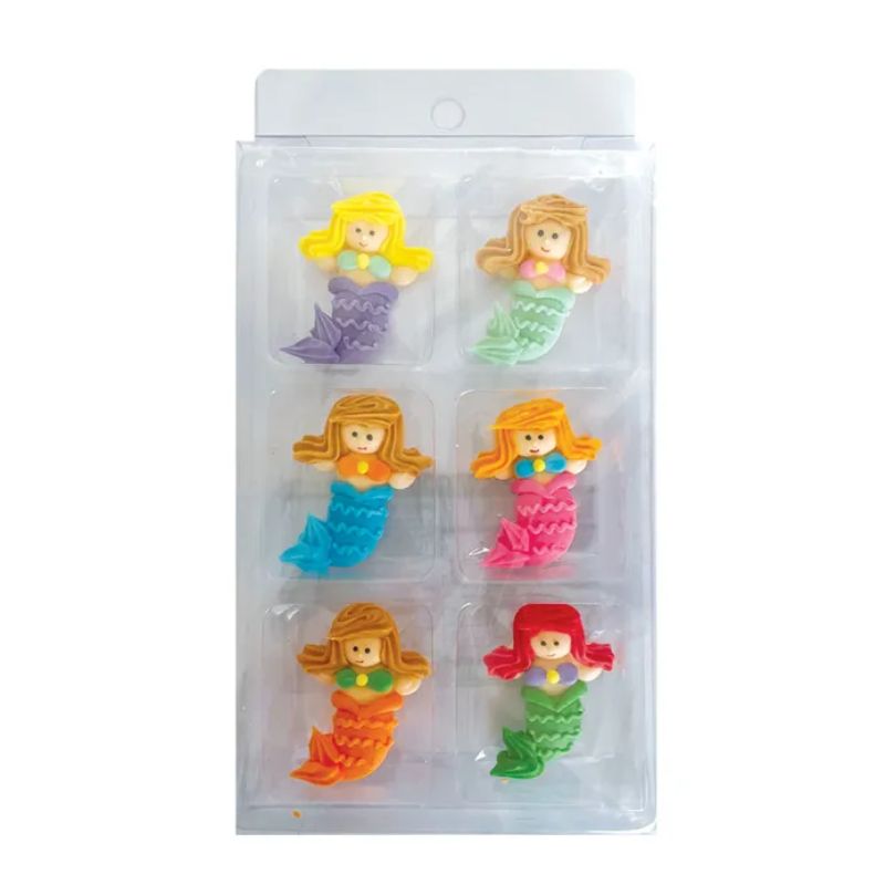 sugar decorations pack 6 mermaids