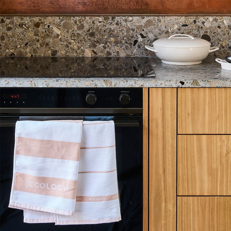 Ecology fold set 3 tea towel rose lifestyle image