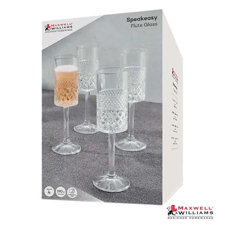 maxwell williams speakeasy flute set 4 glassware boxing