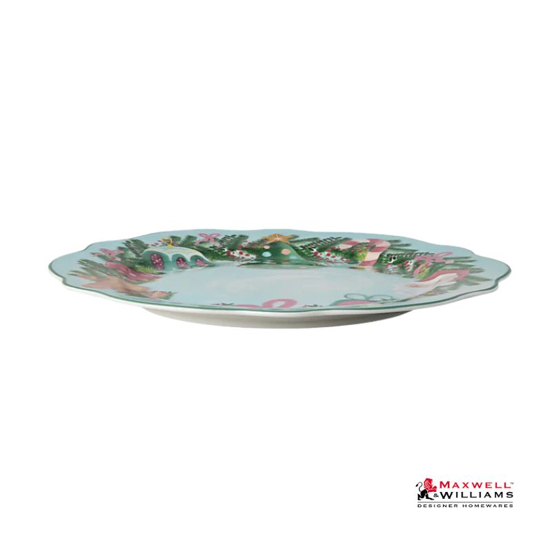 maxwell williams tis the season scallop rim plate green side view
