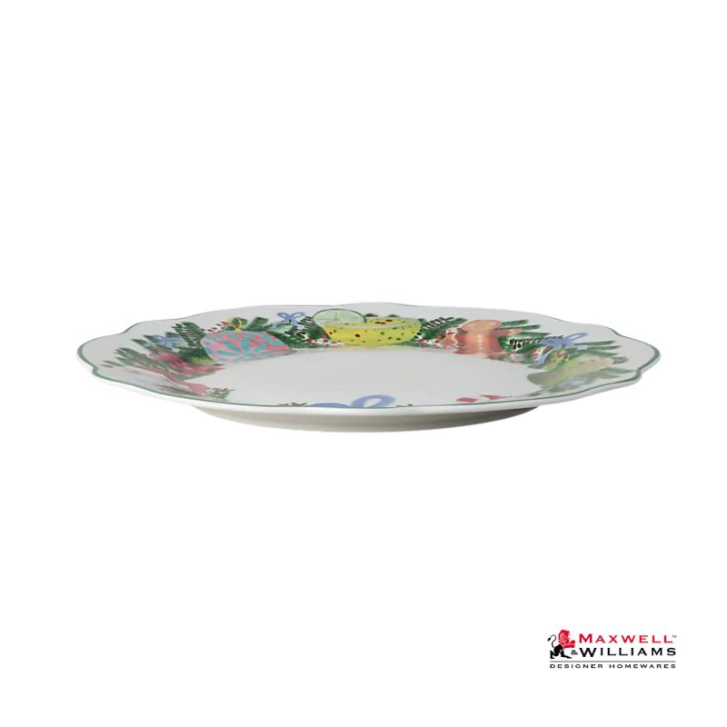 maxwell williams tis the season scallop rim plate white side view