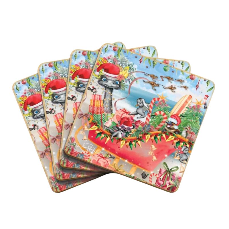 lisa pollock festive frivolities christmas coaster set