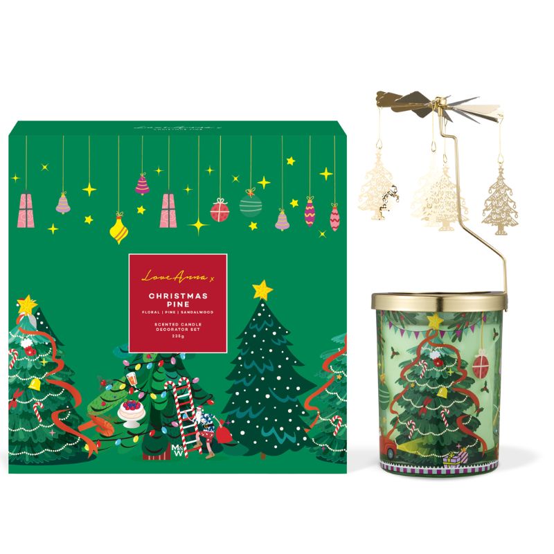 love anna la festive candle decorator set christmas pine JG0180