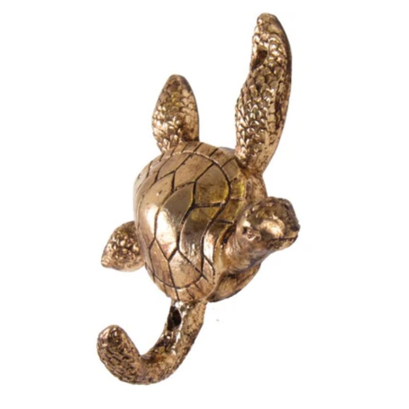 pewter hook turtle side image gold
