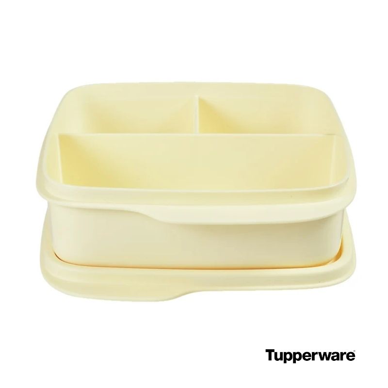 Tupperware lunch box yellow open image
