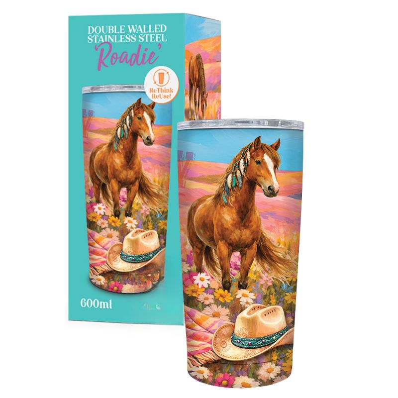 lisa pollock roadie travel mug lucky country horse boxing