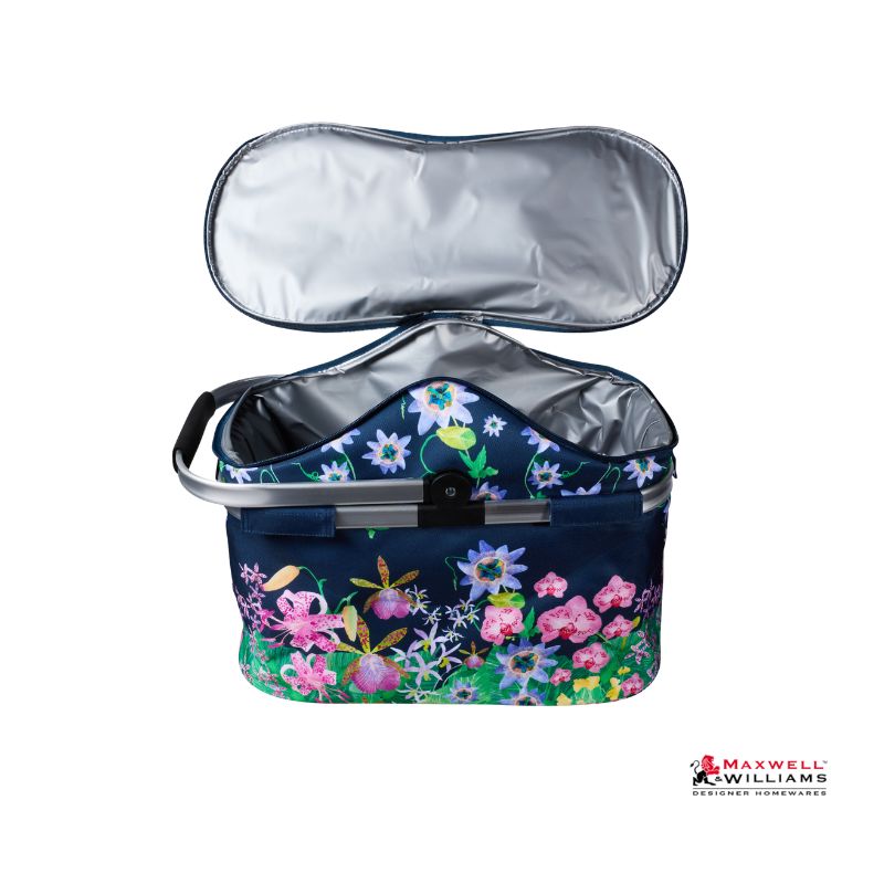 Maxwell Williams Tropical Twilight insulated picnic carry basket 40L inside