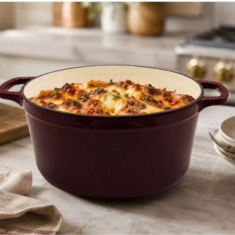 brunswick bakers cast iron deep casserole merlot
