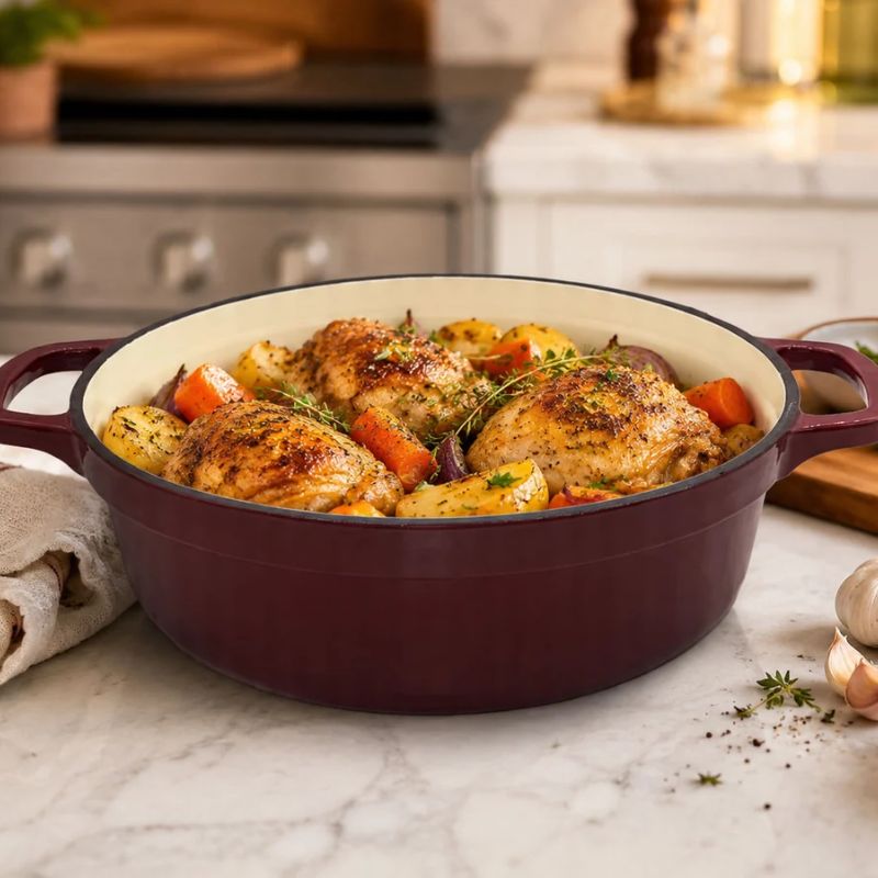 brunswick bakers cast iron shallow casserole 26cm