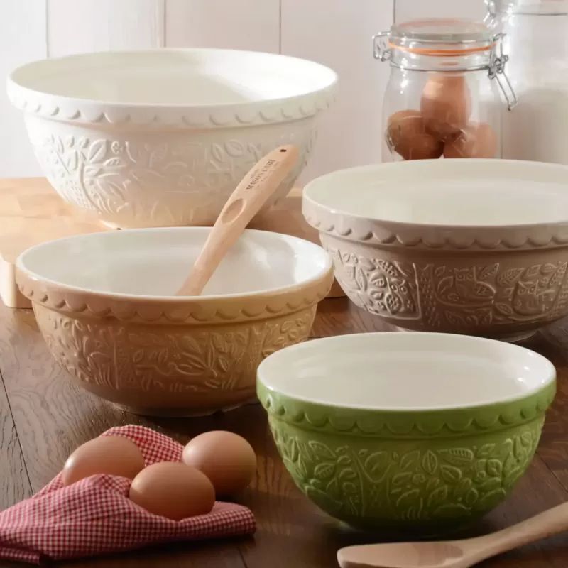 mason cash in the forest owl stone mixing bowl lifestyle image